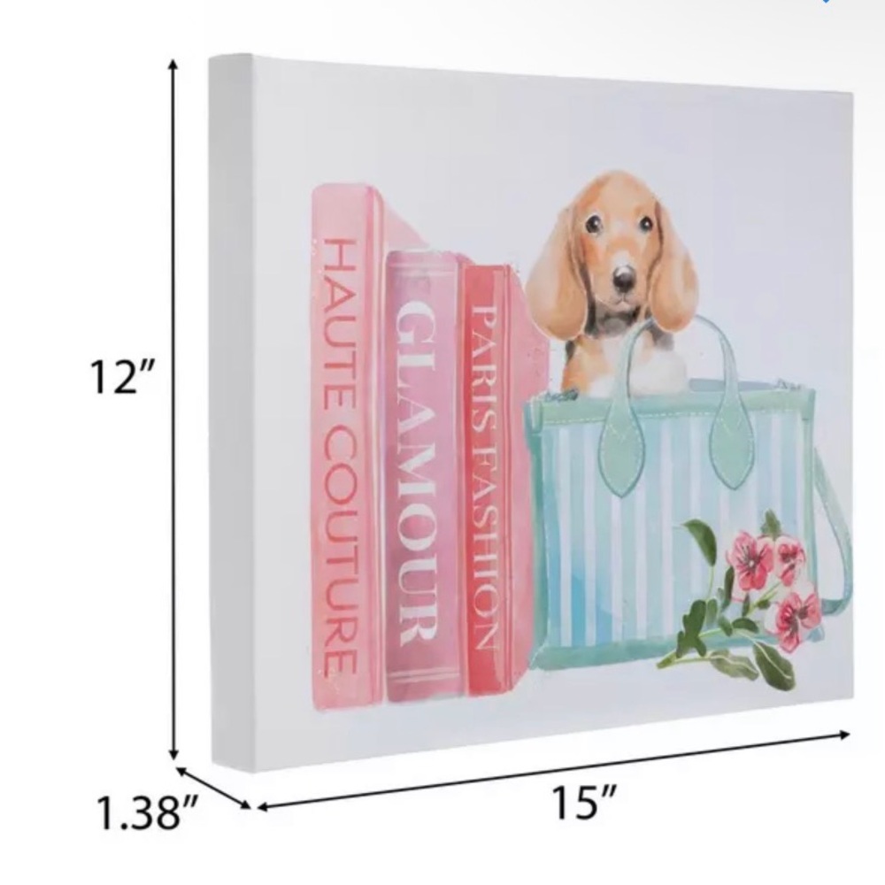 Dachshund puppy Striped Tote Canvas Art 🖼️ - Picture 2 of 4